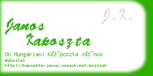 janos kaposzta business card